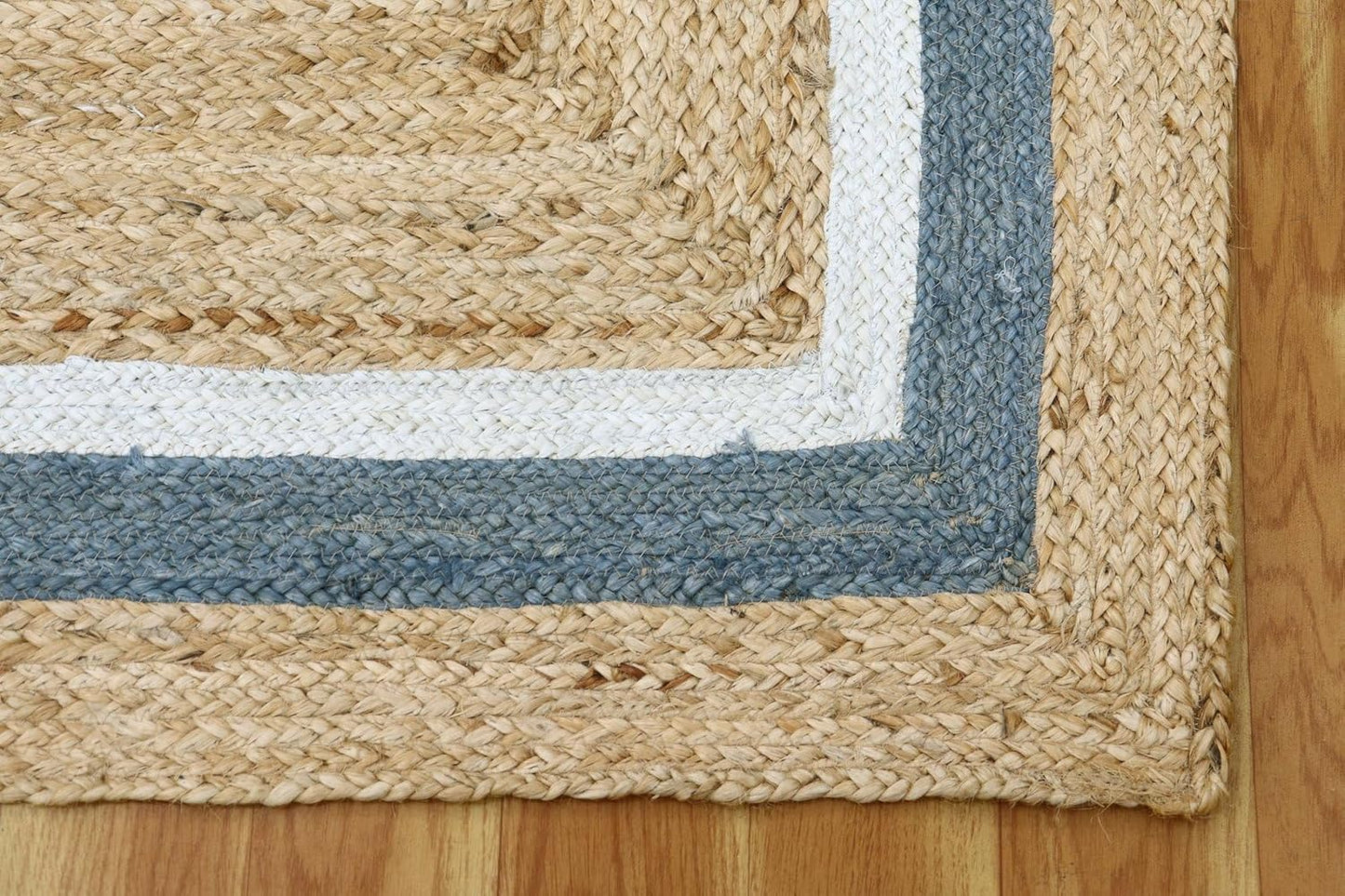 Heavy Material Hand Braided Jute 3x5 Natural Jute Beige Multi Geometric Design Hand Woven Rug Flatweave Area Carpet Indoor Outdoor Rugs for Kitchen Garden Yoga Mat - Colors A