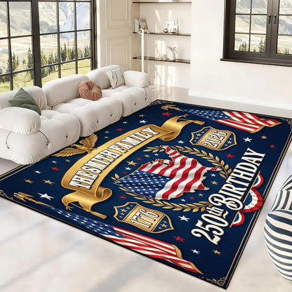 Personalized Family Name Initials Monogram Pink Rug, Shining Butterfly Printed Carpets for Girls Kids Butterfly Theme Living Room Indoor Bedroom Decor 5'×7' Soft Polyester Yoga Mat