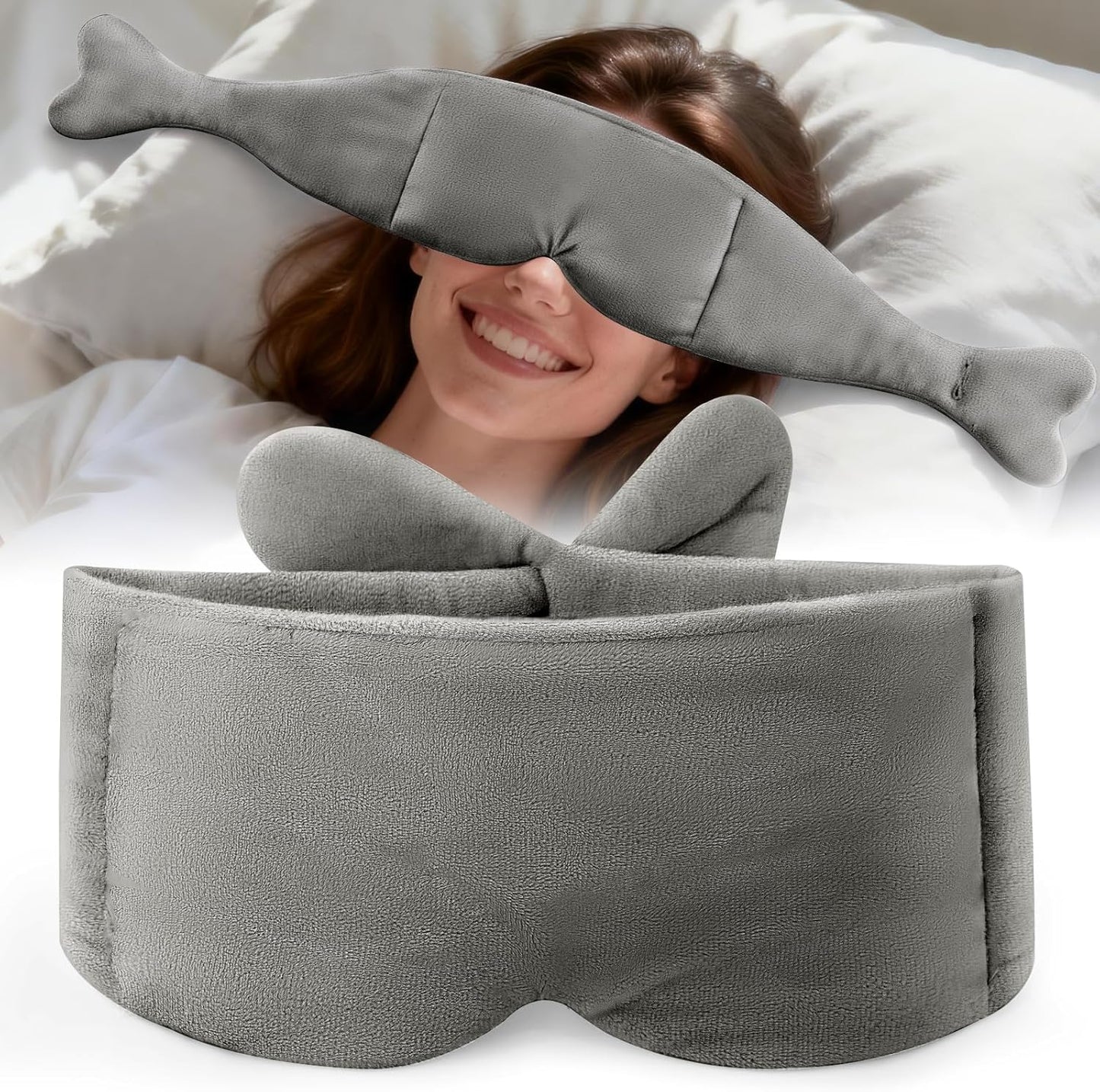 Weighted Eye Mask for Sleeping, Soft Minky Sleep Mask for Side Sleeper with Adjustable Buckle, 100% Blockout Design, Ideal for Meditation, Relaxation and Travel, Includes Storage Pouch (Gray)
