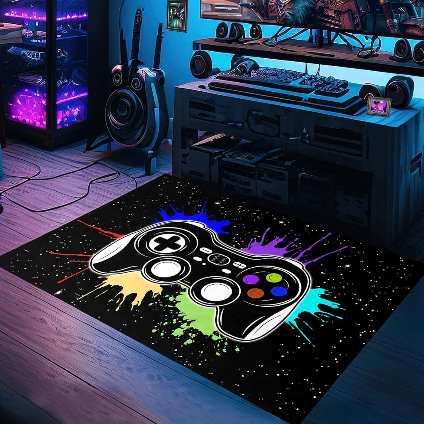 Game Controller Rugs for Bedroom Boys Living Room Gamer Gamepad Red Carpets Floor Mat Player Indoor Mats Gaming Art Design Home Decor Crystal Doormat Yoga Mats 3'x5'
