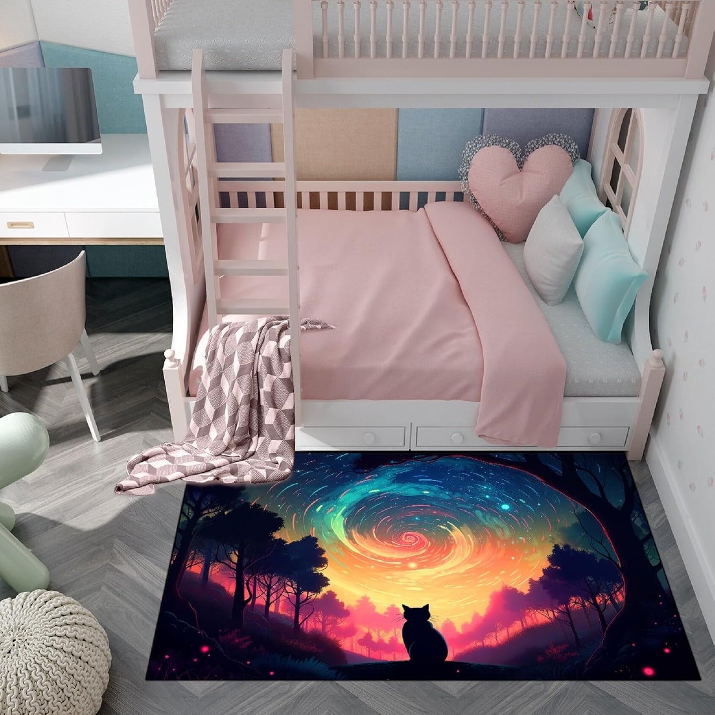 Black Girl Area Rug for Bedroom African American Rugs for Room Princess Carpet Kids Rugs for Bedroom African Girls Carpet for Living Room Teen Girls Yoga Mats, Pink, 4'×5'
