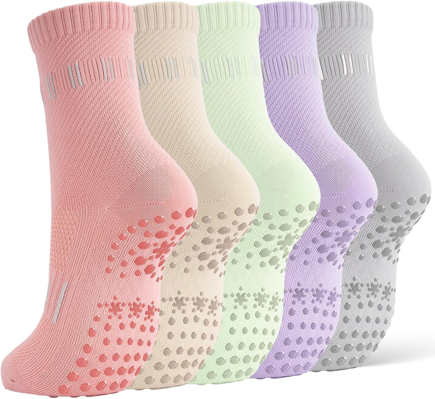 5 Pairs Pilates Socks Yoga Socks with Grips for Women Non Slip For Barre, Ballet, Dance, Home