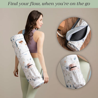 Maison d' Hermine Yoga Mat bag, Cylindrical bag for Woman&Men, yoga mat Bag &Adjustable shoulder straps Yoga Mat Carrier Bag with Drawstring Water Bottle Pocket and zipper pocket Easter Gifts