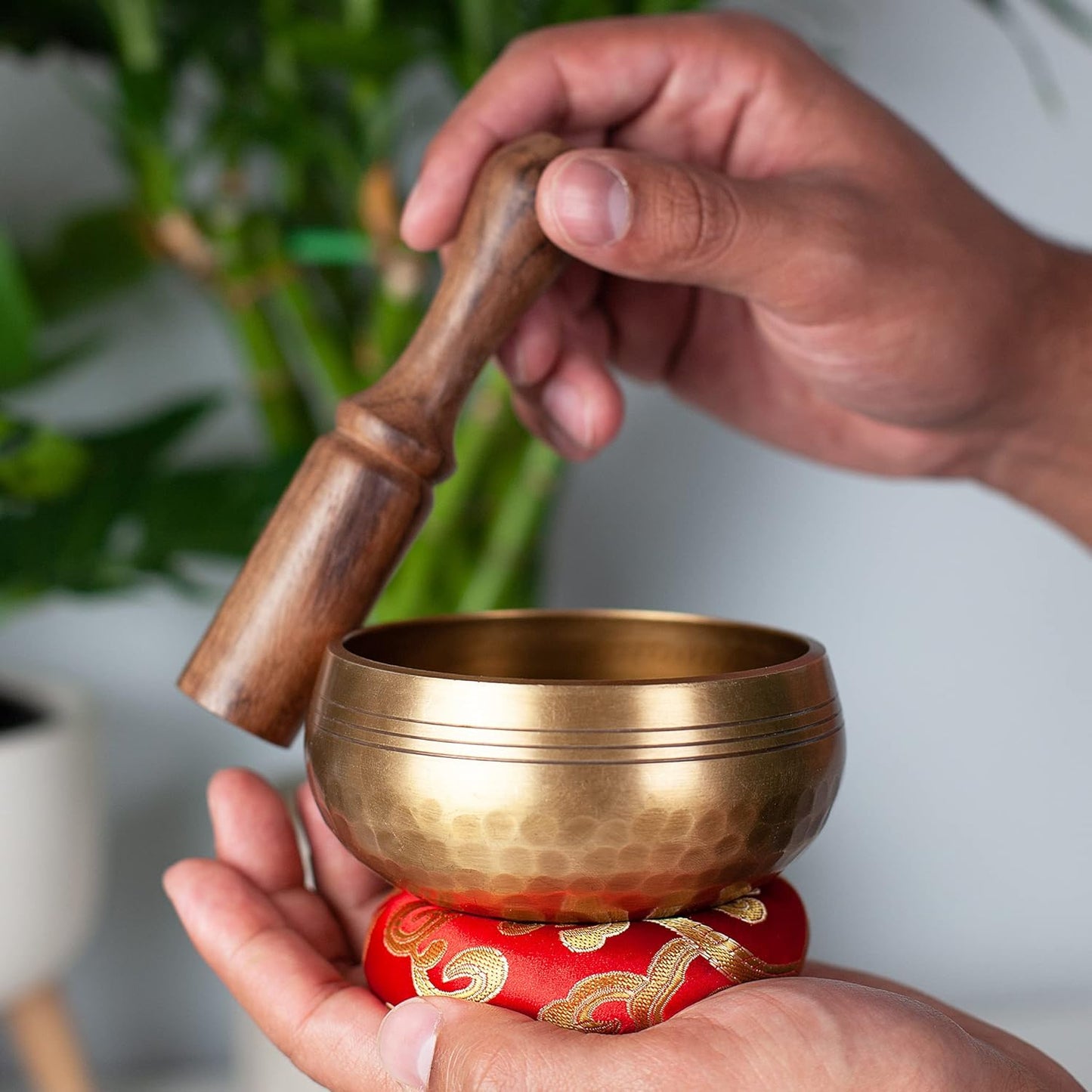 Tibetan Singing Bowl Set - Easy To Play for Beginners - Authentic Handcrafted Mindfulness Meditation Holistic Sound 7 Chakra Healing Gift by Himalayan Bazaar (5")