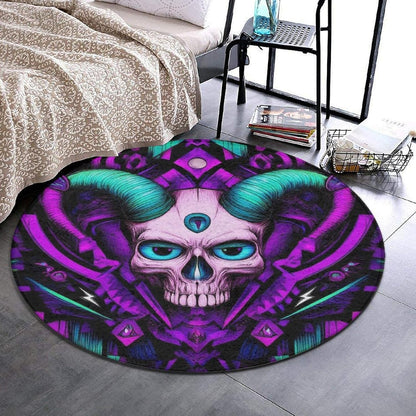 Home Decor Non Slip Kitchen Office Circle Rug, Machine Washable Modern Round Area Rug, Room Sofa Yoga Soft Round Carpet Purple Galaxy Trippy Space Astronaut Art, 36inch