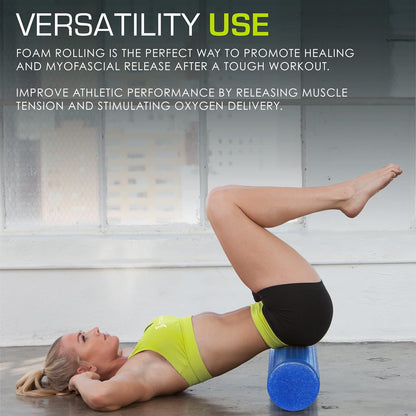 ProsourceFit High Density Foam Rollers 12 - inches long, Firm Full Body Athletic Massage Tool for Back Stretching, Yoga, Pilates, Post Workout Muscle Recuperation, Black
