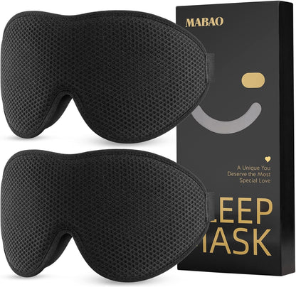 MABAO Sleep Mask for Side Sleeper, Eye Mask for Sleeping Women Men, 3D Contoured Cup No Eye Pressure 100% Light Blocking Sleeping Mask with Adjustable Strap Night Blindfold Flight, Travel, Nap, Black