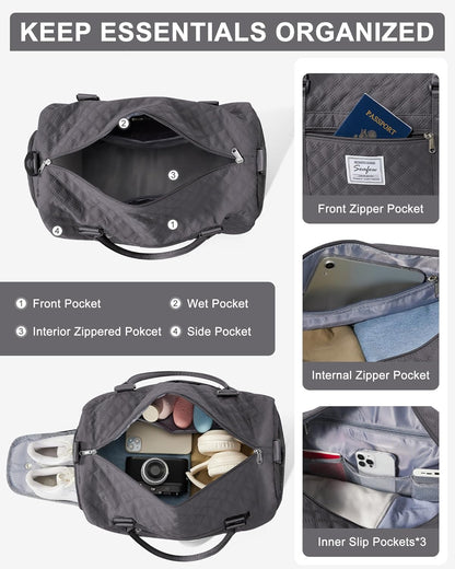 Gym Bag Womens Mens with Shoes Compartment and Wet Pocket Travel Duffel Bag for Women for Plane Sport Gym Tote Bags Swimming Yoga Waterproof Weekend Overnight Carry on Bag Hospital Holdalls - Colors B