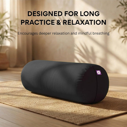 Yogikuti Iyengar Yoga Bolster for Restorative Yoga and Meditation – Lightweight Cotton Support Pillow with Handle for Easy Carry, Versatile for Pose Modification, Balance, Back Relief, and Relaxation