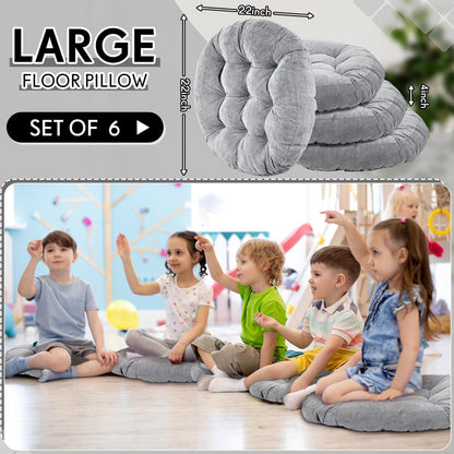 Jerify Floor Pillow Cushions Large Round Square Large Meditation Floor Pillow for Classroom Adult Meditation Picnic Party Seating Learning Daycare School(Square,Mixed Colors,4 Pcs)