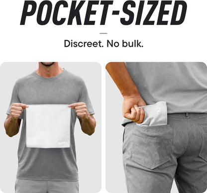 DRYKI Pocket-Sized Sweat Towels - The Original Sweat Absorbing Handkerchiefs - Quick-Dry Microfiber Sweat Rags for Face, Hands, & Body - Men & Women - Gym, Sports, and Work (Blue: 5 Pack)