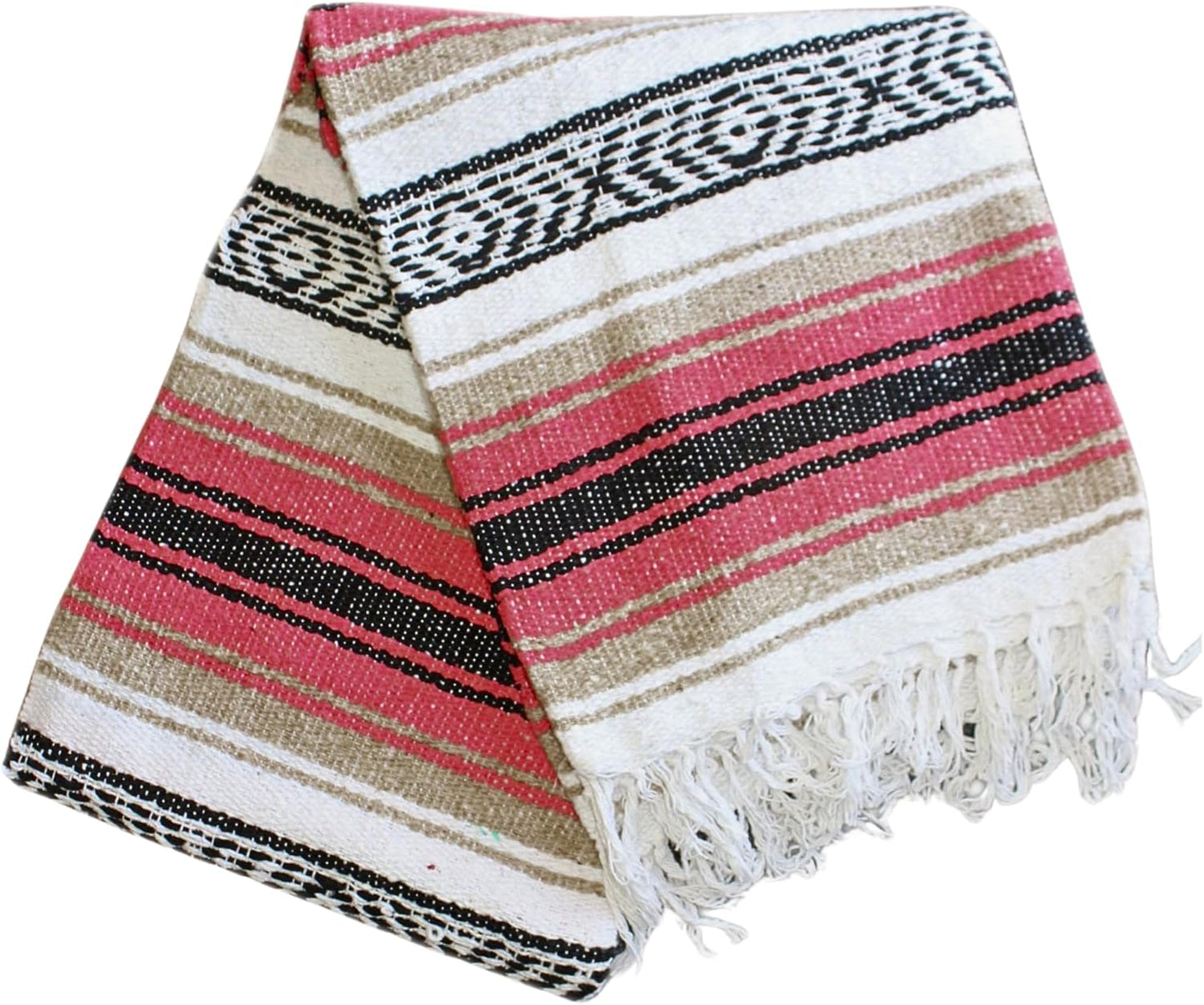 Del Mex Classic Mexican Blanket, Large Authentic Woven Falsa Throw (70"x50"), Artisan Southwest Décor for Beach, Yoga, Outdoors (Lavender)