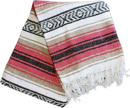 Del Mex Classic Mexican Blanket, Large Authentic Woven Falsa Throw (70"x50"), Artisan Southwest Décor for Beach, Yoga, Outdoors (Lavender)