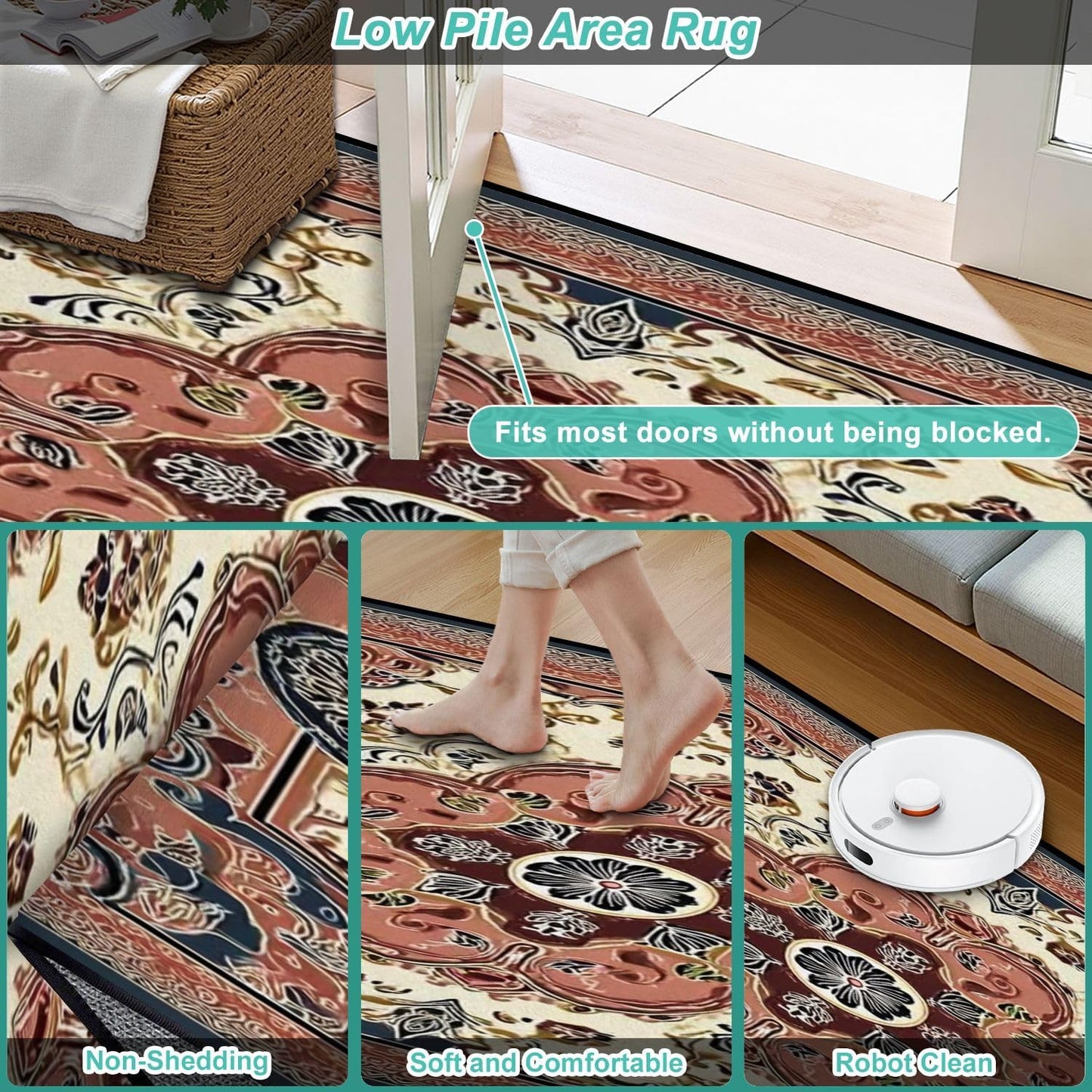Runner Rug Washable 2x8 Leopard Print Seamless Leopard Skin Fashionable Cheetah Fur Non-Slip Hallway Area Rug Indoor Outdoor Home Decor for Entryway Bathroom Kitchen Carpet Yoga Floor Mat