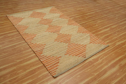Kilim Area Rug 2x3 Flatweave Hand Braided Jute Offwhite Beige Design Handmade Boho Thick 0.27" Geometric Pattern Carpet Sisal Jute Rug Indoor Outdoor Use Rugs for Bedside, Kitchen, Yoga Mat - Colors C