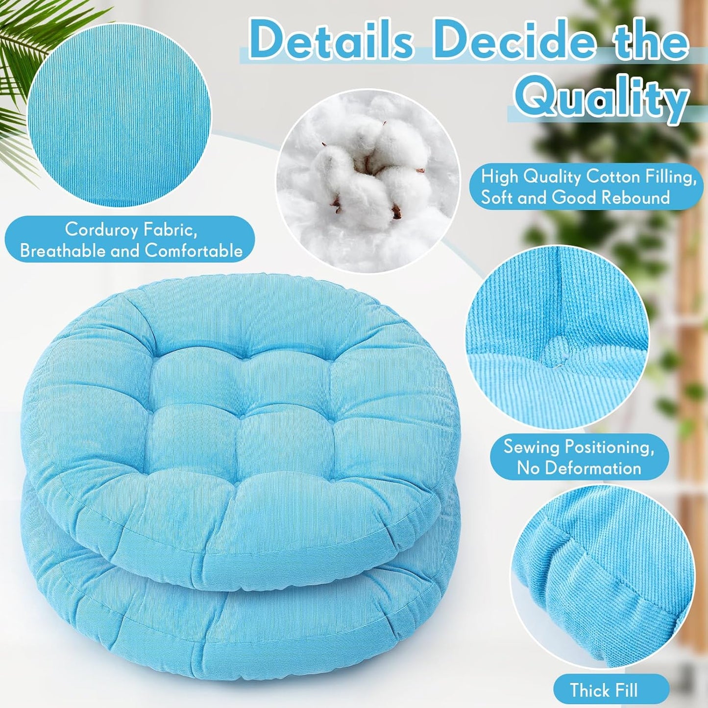 Jerify Floor Pillow Cushions Large Round Square Large Meditation Floor Pillow for Classroom Adult Meditation Picnic Party Seating Learning Daycare School(Square,Mixed Colors,4 Pcs)
