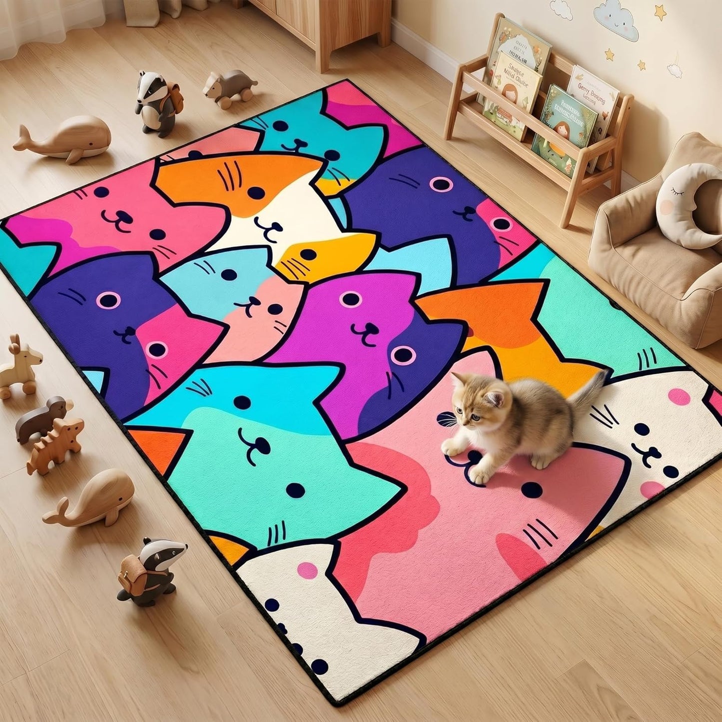 Black Girl Area Rug for Bedroom African American Rugs for Room Princess Carpet Kids Rugs for Bedroom African Girls Carpet for Living Room Teen Girls Yoga Mats, Pink, 4'×5'