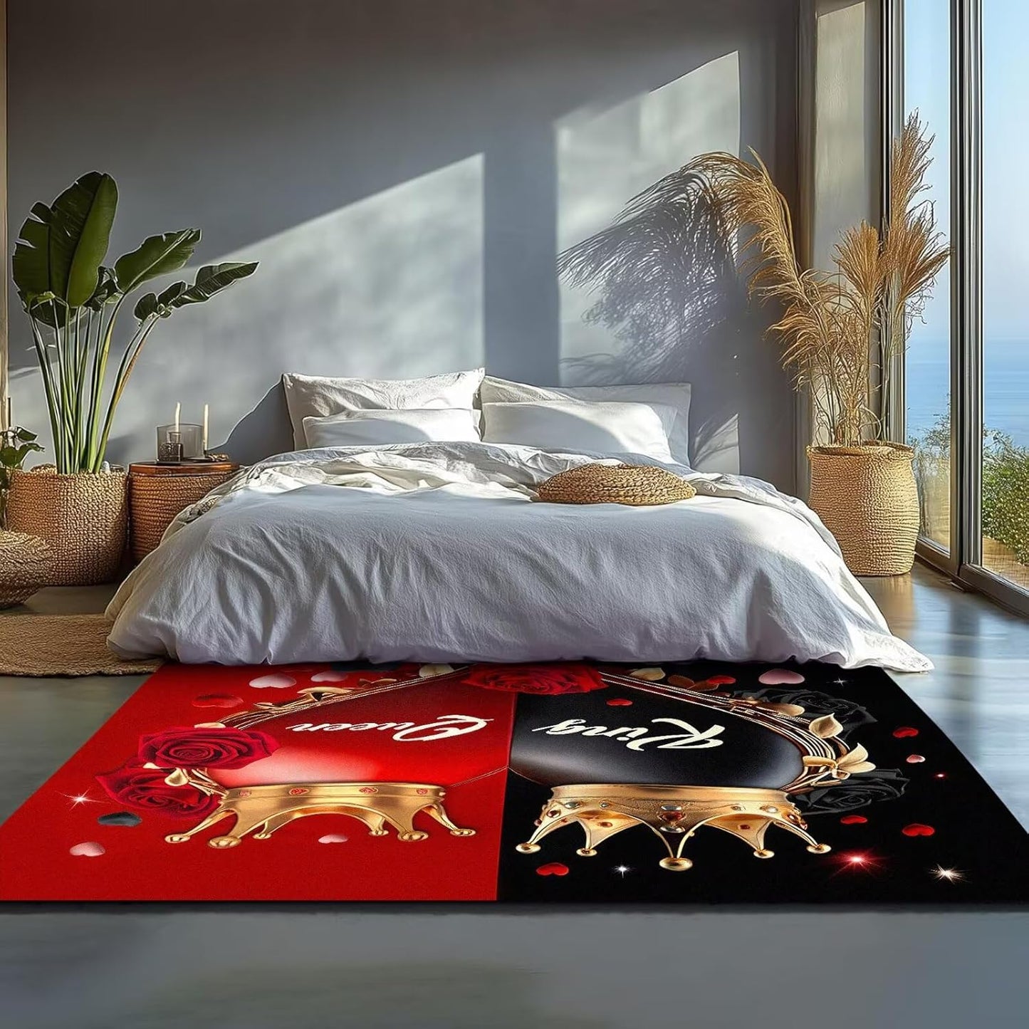 5' X 7' Queen and King Rug Black Grey Area Rugs Dining Living Room Bedroom Kitchen Office Yoga Room Washable Floor Mat Doormats Throw Rug Carpet Room Decor