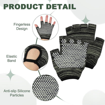Yoga Gloves, Non Slip Fingerless Pilates Gloves Breathable Exercise Workout Mittens