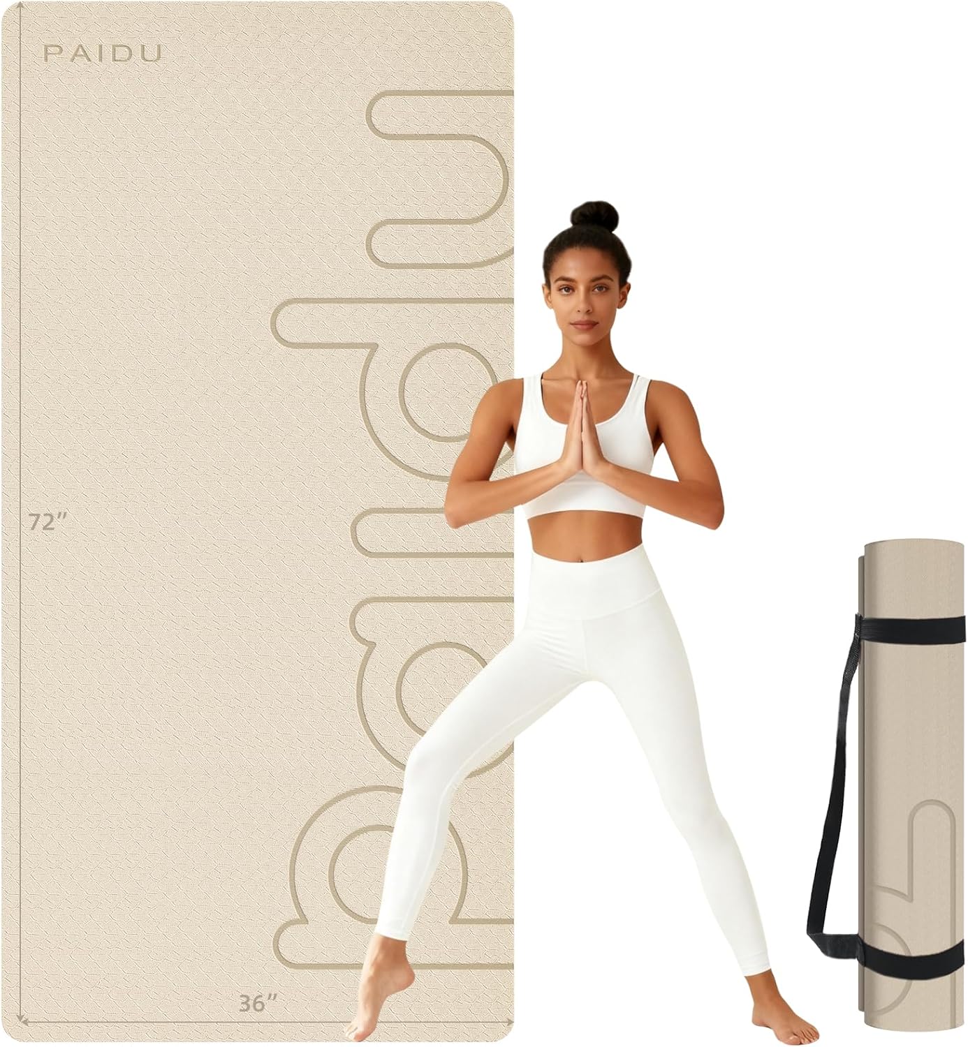 PAIDU Large Yoga Mat, 72" x 36" x 2/5"（10MM） Thick Non-Slip Exercise Mat, SGS-Certified POE Material, Ideal for Home Gym, Yoga, Pilates, Fitness Workouts & Floor Mat