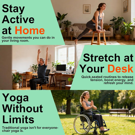 Chair Yoga for Seniors Over 60 Book & Chart – 30-Day Challenge, Gentle Seated Yoga Guide, Chair Yoga for Weight Loss & Flexibility, Senior Chair Exercises for Women & Men