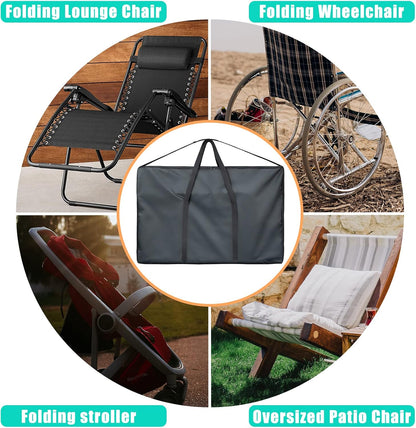 Kovshuiwe Large Outside Chair Storage Bag, 600D Chair Carry Bag for Zero Gravity Chair Cover, Heavy Duty Folding Lounge Chair Carrying Case, Extra Large Moving Bags with Zippers