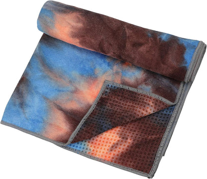 Yoga Towels , Non Slip Hot Yoga Towel Skidless Waffle Texture, 100% Absorbent Odorless Microfiber Yoga Blanket, Standard Sized 24 x72 in Mat Towel,for Hot Yoga, Bikram, Pilates ( Blue & Grey)…1