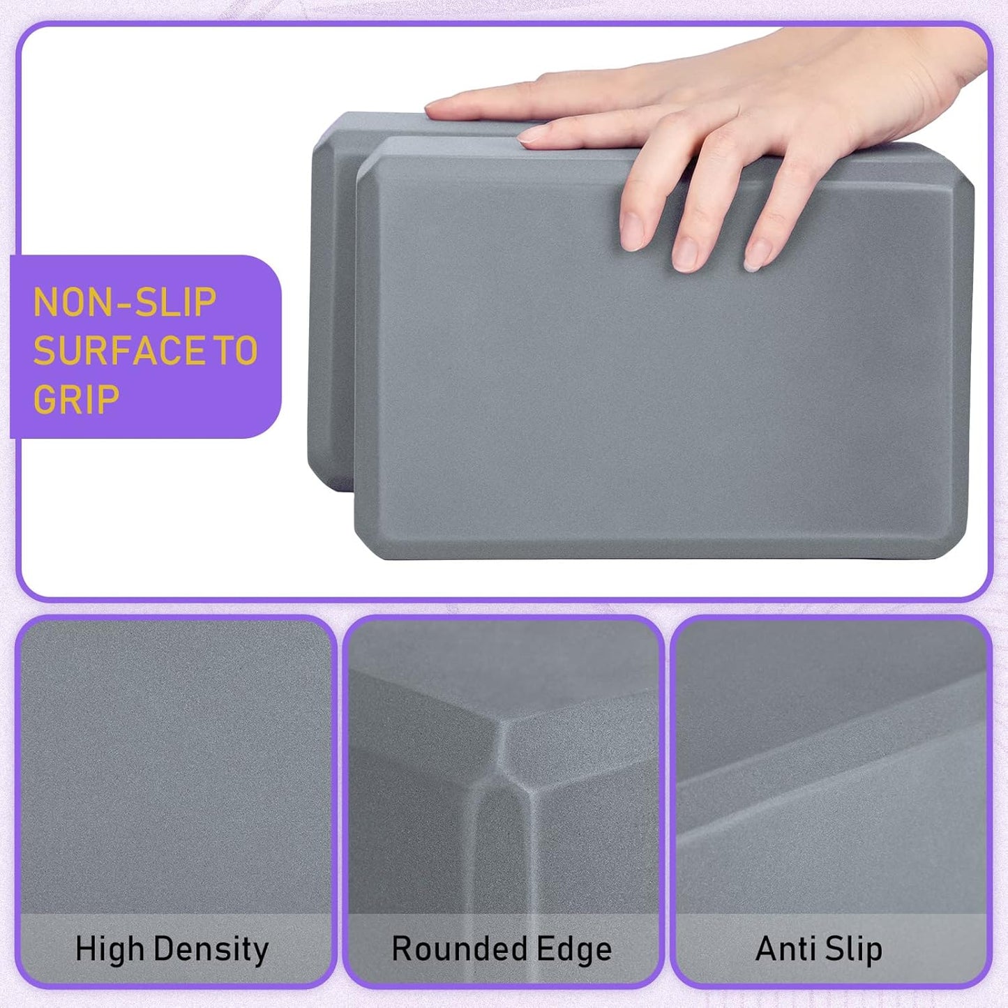 Wettarn 6 Pack Yoga Blocks 9 x 6 x 4 Inch EVA Foam Lightweight Non Slip Yoga Props for Pilates Stretching Meditation