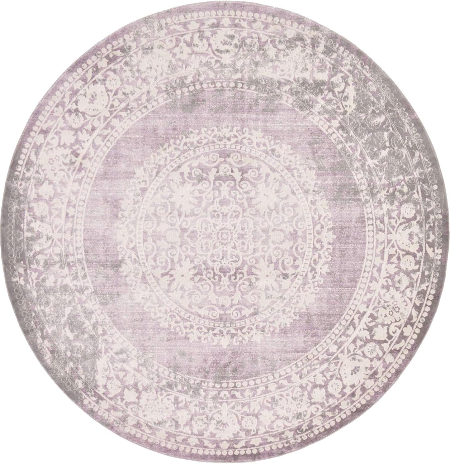 Unique Loom New Classical Collection Area Rug - Olwen (4'Round, Purple/ Gray)