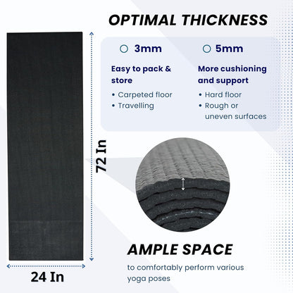 Everyday Yoga Deluxe Mat, Spacious 72"x24" Non-Slip Yoga Mat for Comfortable Home Workouts, 3-5mm Extra Thick