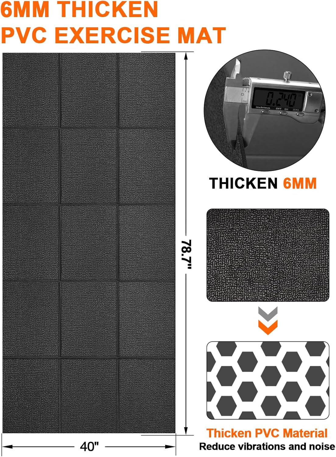 Treadmill Mat,70"x32",6mm Thickness Foldable Exercise Equipment Mat for Carpet Hardwood Floors, Compatible with Walking Pad,Spin Bike,Elliptical Trainer,Rowing Machine