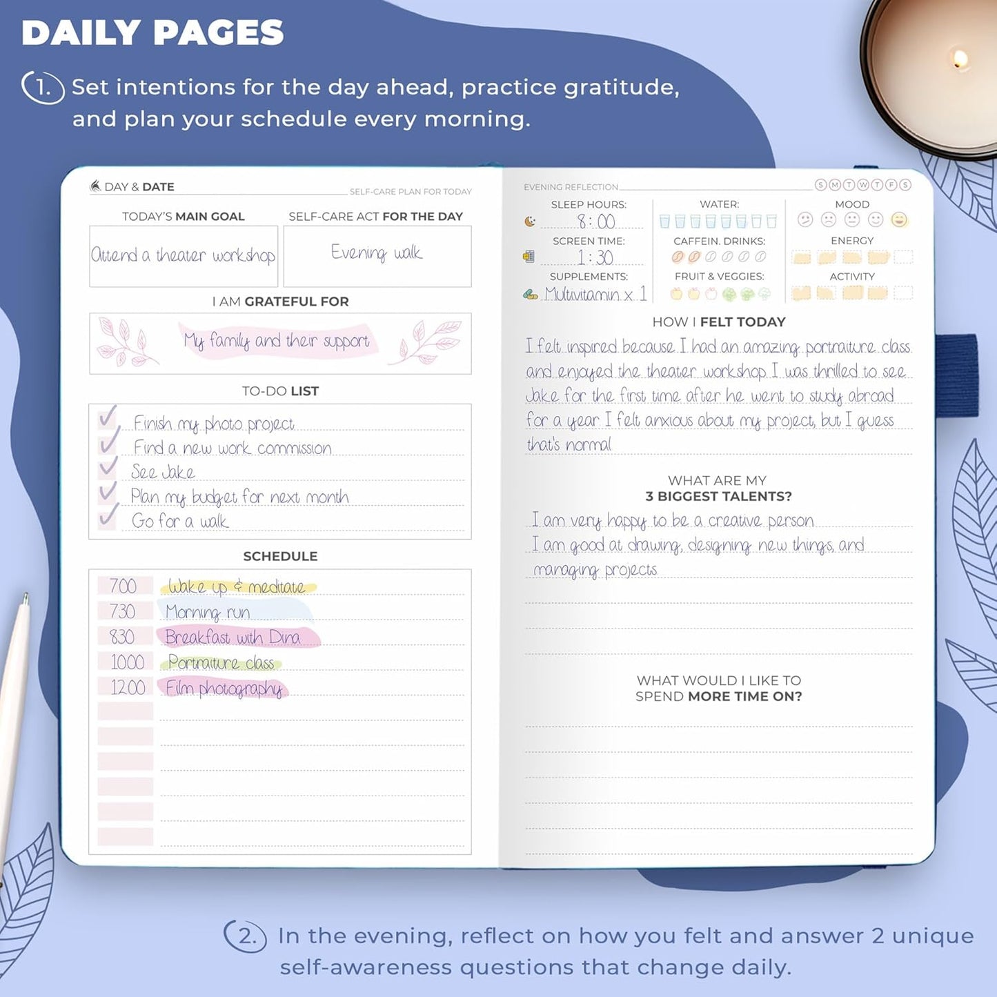 Clever Fox Self-Care Journal – Daily Reflection Notebook – Mental Health & Personal Development Planner, Meditation & Mood Log, A5 (Turquoise)