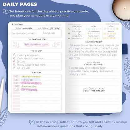 Clever Fox Self-Care Journal – Daily Reflection Notebook – Mental Health & Personal Development Planner, Meditation & Mood Log, A5 (Turquoise)