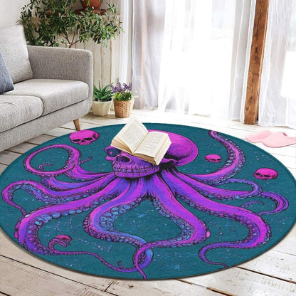 Home Decor Non Slip Kitchen Office Circle Rug, Machine Washable Modern Round Area Rug, Room Sofa Yoga Soft Round Carpet Purple Galaxy Trippy Space Astronaut Art, 36inch