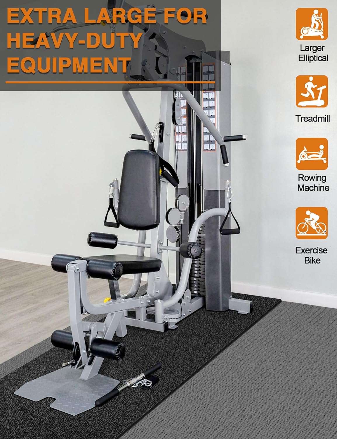 Treadmill Mat,70"x32",6mm Thickness Foldable Exercise Equipment Mat for Carpet Hardwood Floors, Compatible with Walking Pad,Spin Bike,Elliptical Trainer,Rowing Machine