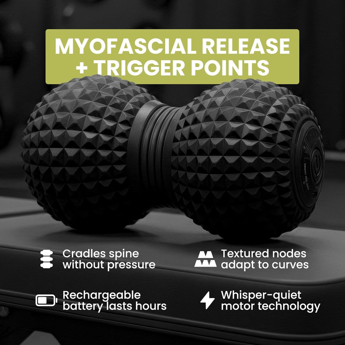 4-Speed Vibrating Peanut Massage Ball for Targeted Muscle Relaxation & Mobility Support | Textured Deep Pressure Roller | Compact & Rechargeable