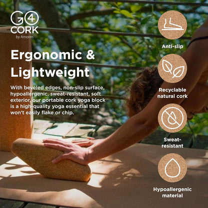 Go4Cork Cork Yoga Egg Block - Oval | 11 x 4 x 3" | Unique Shape for Comfort Grip | Non-Toxic, Alternative To Foam | Odorless, Soft, Non-Slip Wedge | Sustainable & Eco Yogi Gift