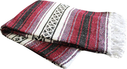 Del Mex Classic Mexican Blanket, Large Authentic Woven Falsa Throw (70"x50"), Artisan Southwest Décor for Beach, Yoga, Outdoors (Lavender)