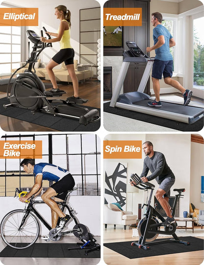 Treadmill Mat,70"x32",6mm Thickness Foldable Exercise Equipment Mat for Carpet Hardwood Floors, Compatible with Walking Pad,Spin Bike,Elliptical Trainer,Rowing Machine