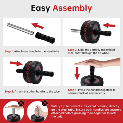 Ab Roller Wheel for Abs Workout - Core Strength Training Equipment for Home Gym with Knee Pad, Abdominal Exercise Wheel for Men and Women