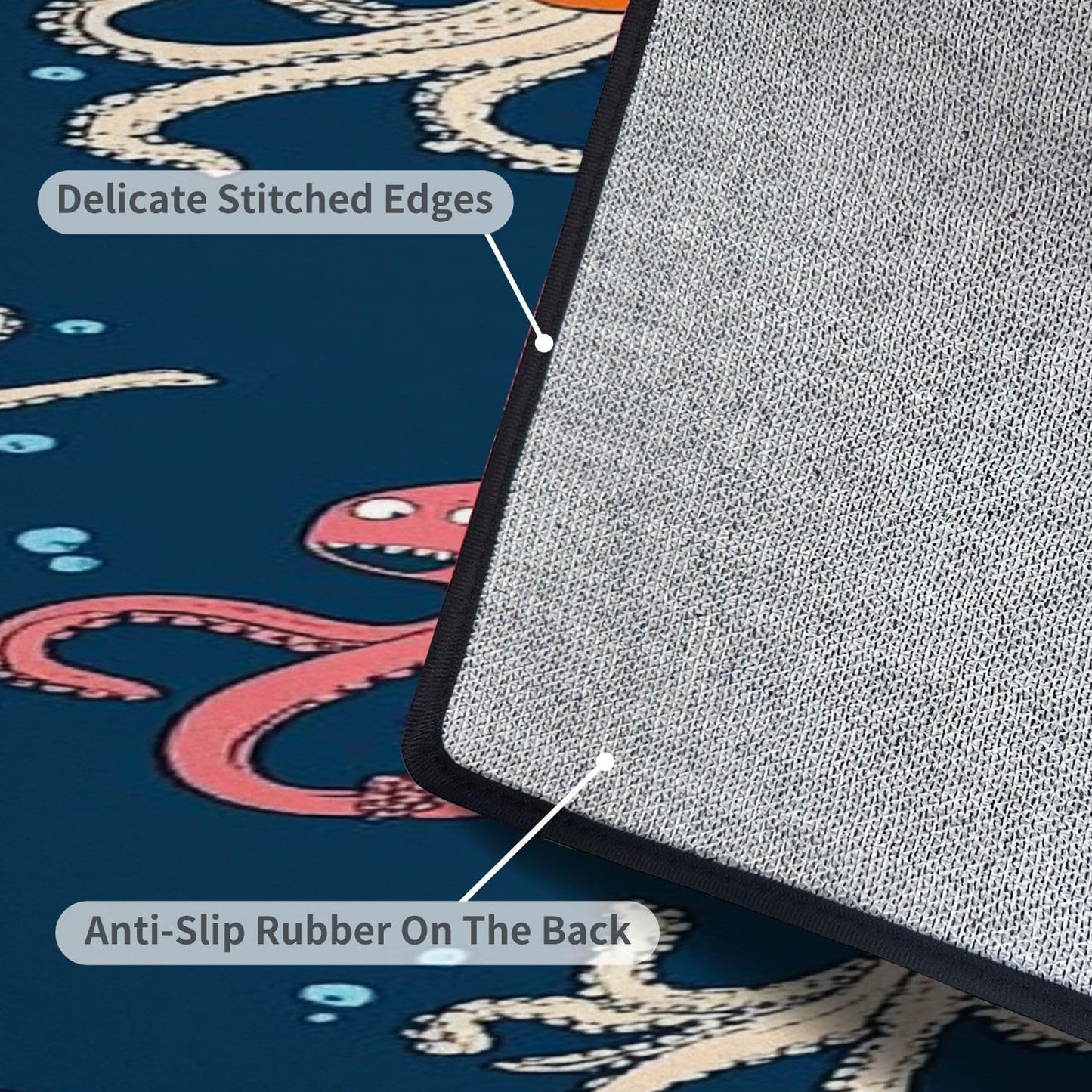 Runner Rug Washable 2x6 Seamless Pattern Fish Swimming Against Current Against Crowd Non-Slip Hallway Area Rug Indoor Outdoor Home Decor for Entryway Bathroom Kitchen Carpet Yoga Floor Mat