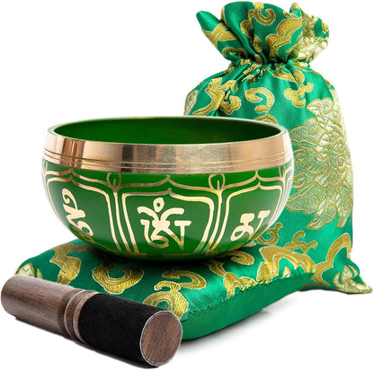 Tibetan Singing Bowl Set - Authentic Handcrafted Mindfulness Meditation Holistic Sound 7 Chakra Healing by Himalayan Bazaar (Turquoise)