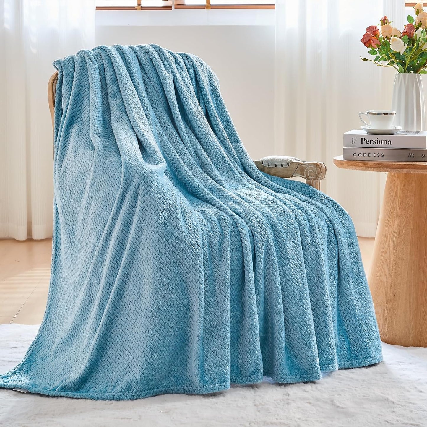 NEWCOSPLAY Super Soft Throw Blanket Light Purple Premium Silky Flannel Fleece Leaves Pattern Lightweight Bed Blanket All Season Use (Light Purple, Throw(50"x60")) - Colors A