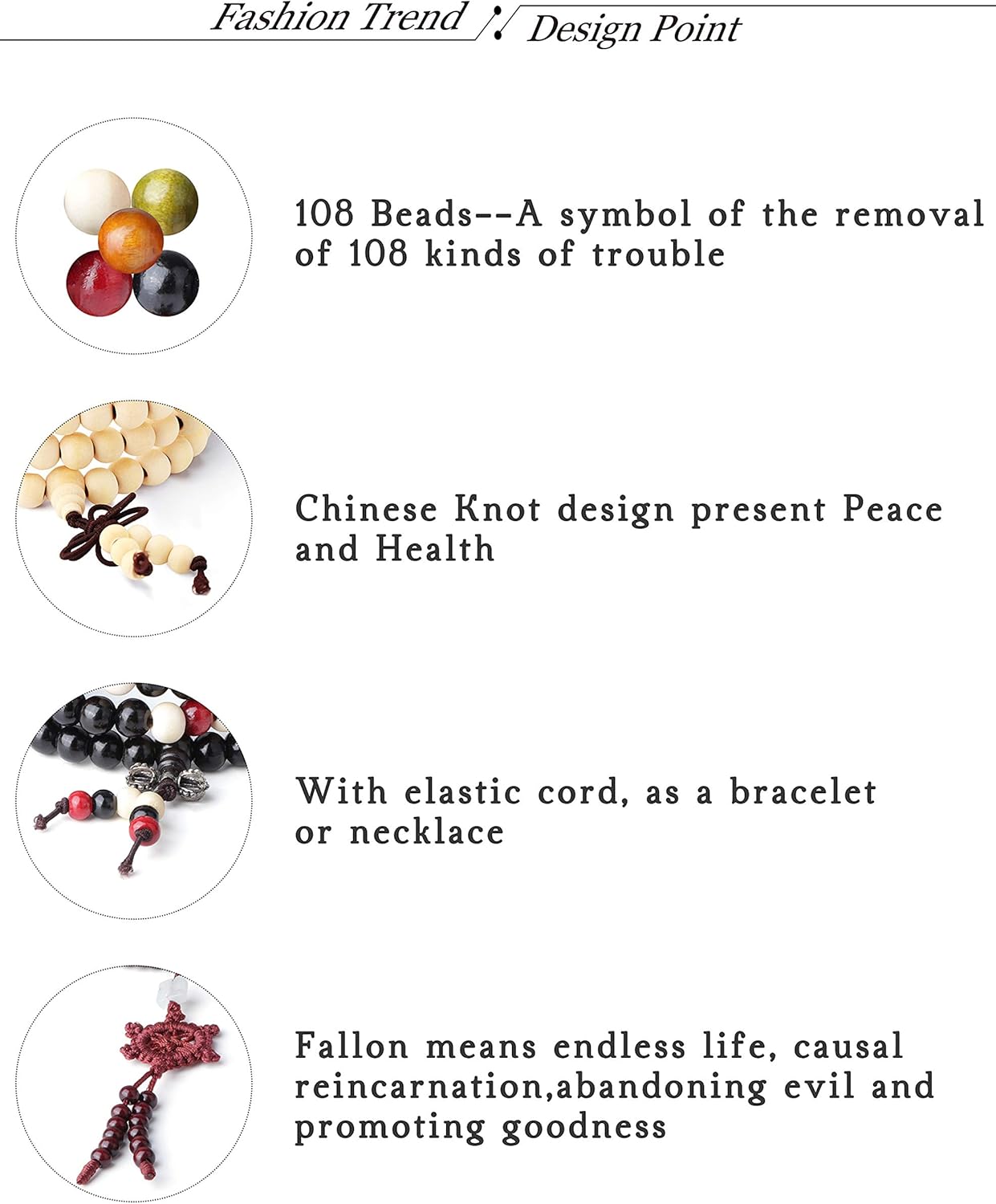LOYALLOOK 12Pcs 108 Mala Bead Bracelets 8MM Buddhist Prayer Strand Sandalwood Wood Beaded Bracelet Necklace Elastic Handmade Multilayer Tibetan Buddha Link Wrist Bracelets Meditation Necklace Chain
