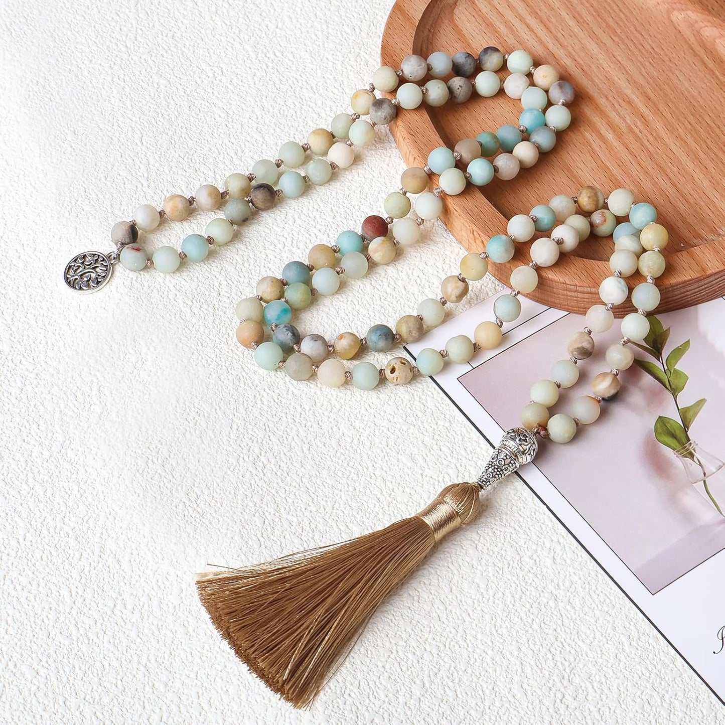 8mm 108 Mala Beads Wrap Bracelet Necklace for Yoga Charm Bracelet Natural Gemstone Jewelry for Women Men