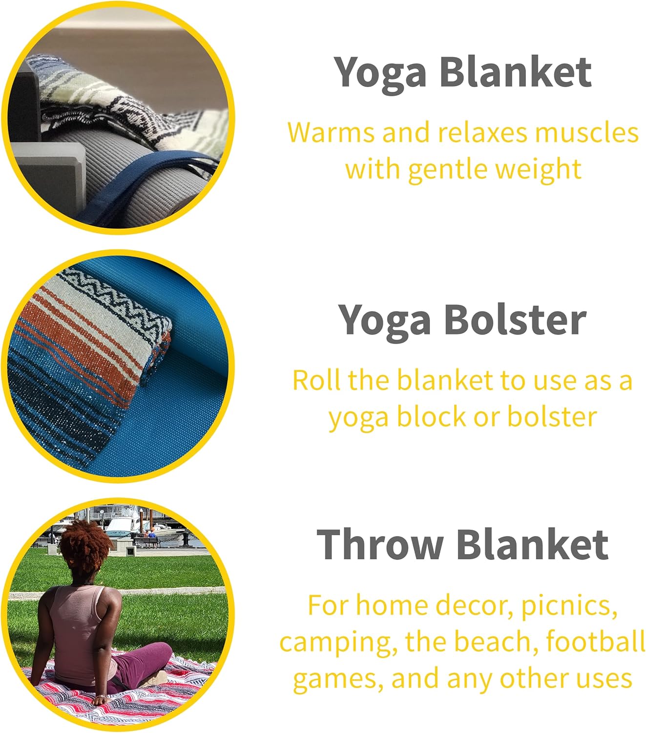 Cozumel Authentic Mexican Blankets (10-Pack) - 72"x48", Woven in Mexico - Serape Throw Blanket for Yoga Studio, Outdoor Picnic/Camping/Beach, Saddle Blanket, Bed/Home Decor (Assorted, Random)