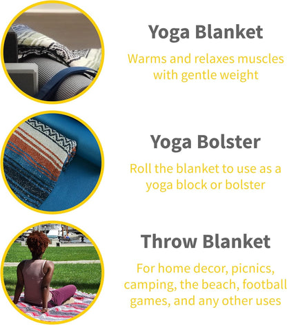 Cozumel Authentic Mexican Blankets (10-Pack) - 72"x48", Woven in Mexico - Serape Throw Blanket for Yoga Studio, Outdoor Picnic/Camping/Beach, Saddle Blanket, Bed/Home Decor (Assorted, Random)