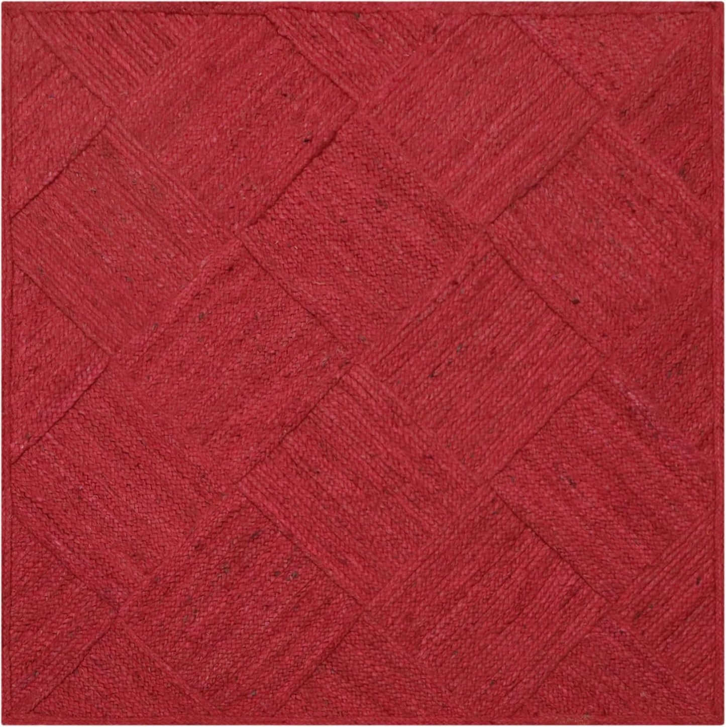 Hand Braided Jute 4 Ft Square Kilim Rug Flatweave Pink Geometric Pattern Jute Sisal Rug, Thick 0.27 Inch Indoor Outdoor Carpet for Kitchen, Bedside, Yoga Mat - Colors C