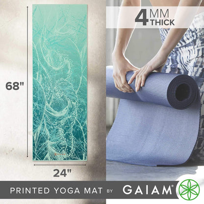 Gaiam Print Yoga Mat, Non Slip Exercise & Fitness Mat for All Types of Yoga, Pilates & Floor Exercises