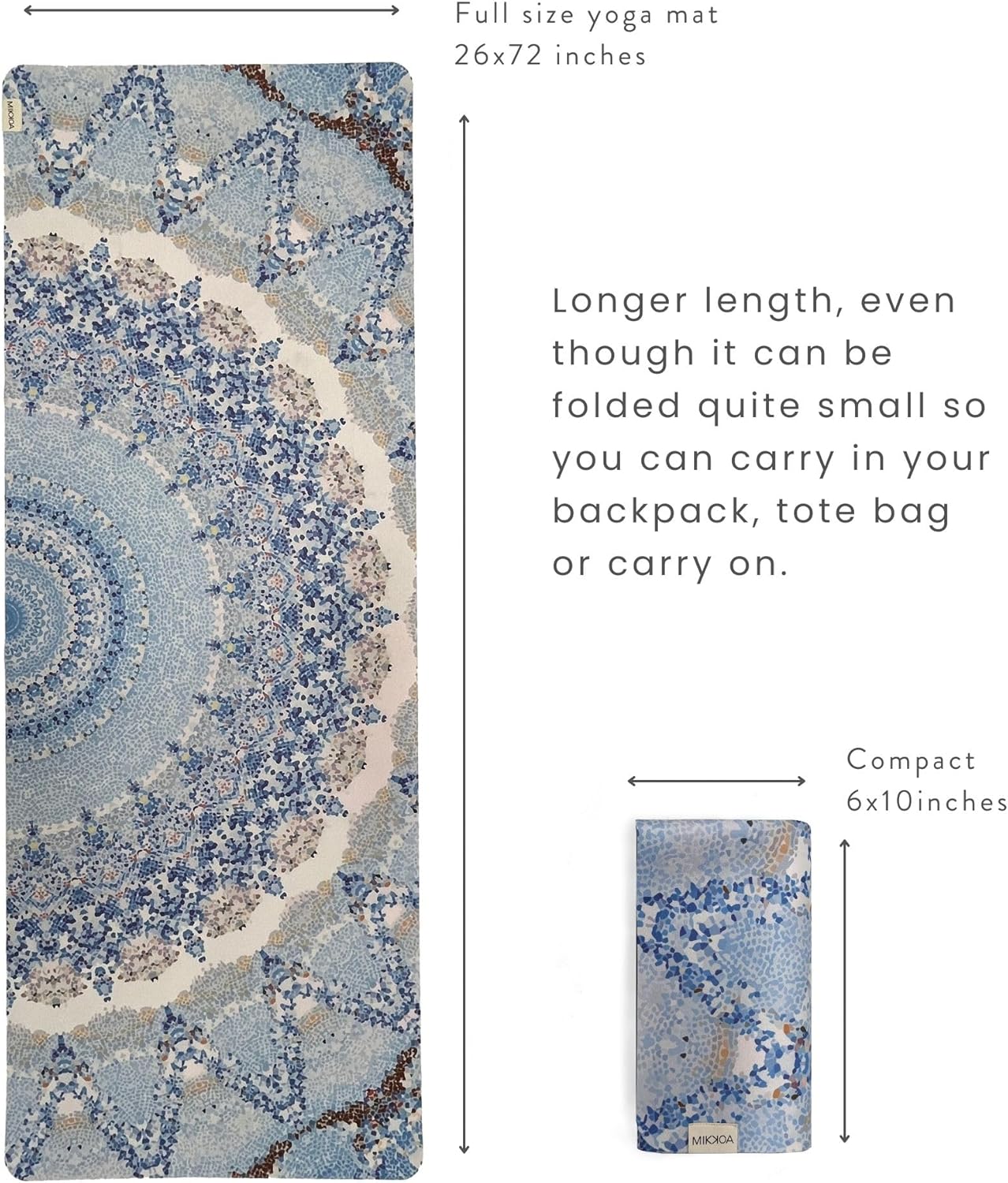 Travel Yoga Mat 1.5mm | Foldable, Lightweight Mat | Use for Travel, Backpacking, Yoga Retreat, Outdoors, Gym, Pilates, Machine Washable, Eco-Friendly